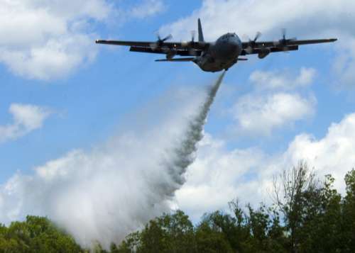 C-130 Hercules aircraft dropping Water in South Carolina free photo