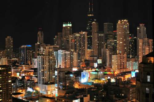 Chicago Skyline at Night in Illinois free photo