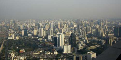 Cityscape of Bangkok under smog in Bangkok, Thailand free photo