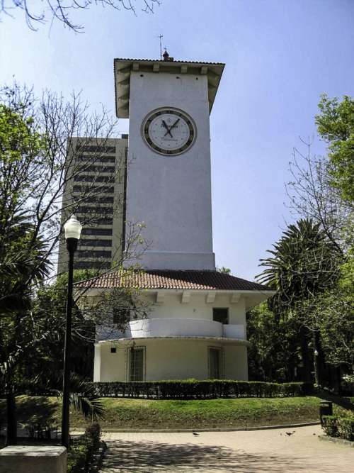 Clock tower at western edge of Parque Lincoln in Mexico City free photo