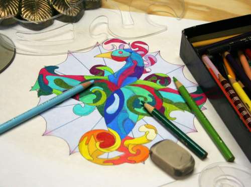 Coloring with pencils and stencils free photo