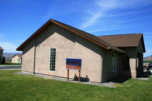 Exterior view of straw bale library in Mattawa, Washington free photo