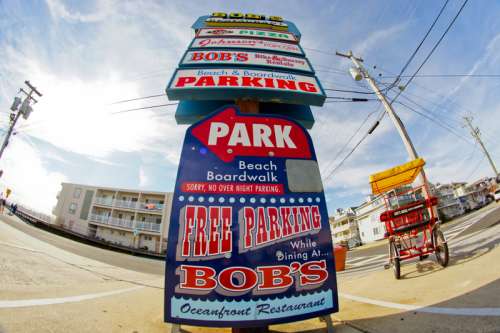 Fisheye photo Parking Lot Sign in City in Atlantic City, New Jersey free photo