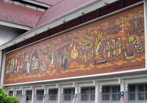 Frieze depicting Malaysian history at the National Museum in Kuala Lumpur free photo