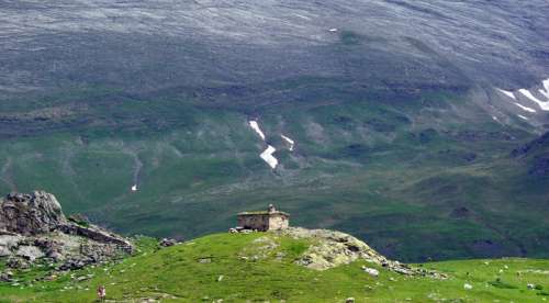 House high in the Pyrenees Mountains free photo