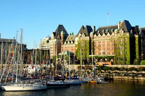 Inner Harbor with boats and buildings in Victoria, British Columbia, Canada free photo
