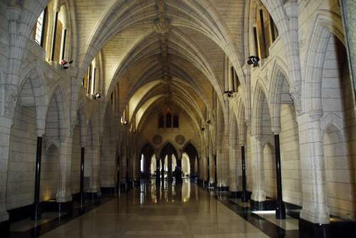 Interior Corridors of the Parliament Building in Ottawa, Ontario, Canada free photo