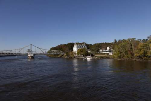 Landscape and bridge along the Connecticut River free photo