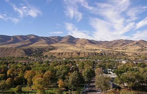 Landscape, sky, and town at Pocatello, Idaho free photo