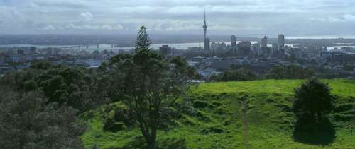 Landscape view from atop Mount Eden in Auckland, New Zealand free photo