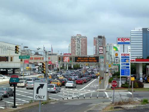 Looking at I-78 crosses Jersey Avenue on its way to Holland Tunnel in Jersey City, New Jersey free photo