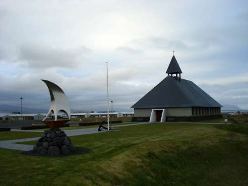 Lutheran Church in the landscape in Þorlákshöfn, Iceland free photo