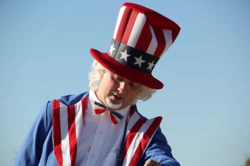 Man dressed in Uncle Sam Uniform free photo