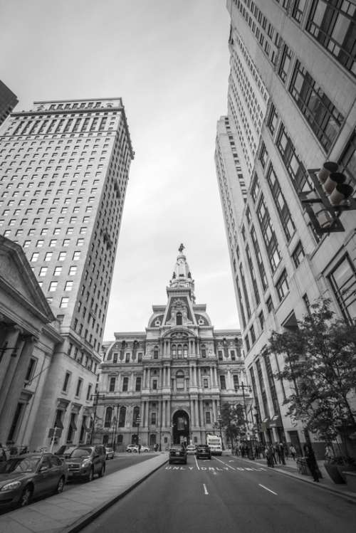 Monochrome photo of City Hall in Philadelphia, Pennsylvania free photo