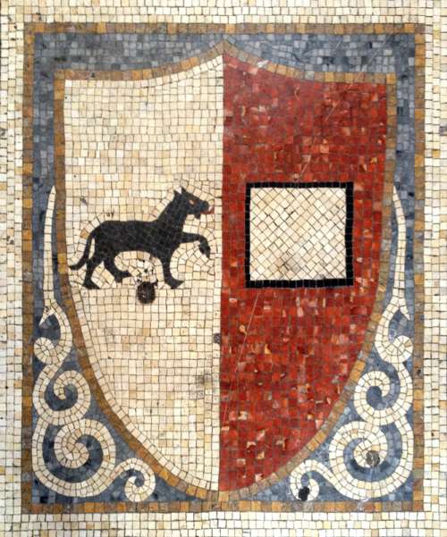 Mosaic of the old city Coat of Arms of Piacenza, Italy free photo