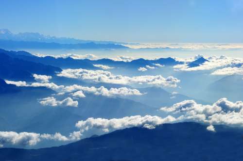 Mountaintop Landscape and Clouds in Nepal free photo