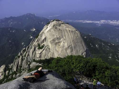 Mountaintop landscape in Seoul, South Korea free photo