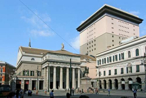 The neoclassical Teatro Carlo Felice in Genoa, Italy free photo