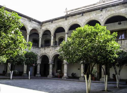 Patio inside the Palace in Guadalajara, Mexico free photo