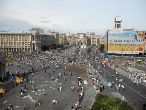People in the Square in Kiev, Ukraine free photo