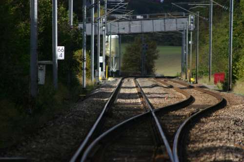 Railroad through the forest in Luxembourg free photo