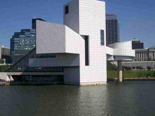 Rock and Roll hall of fame on the river in Cleveland, Ohio free photo