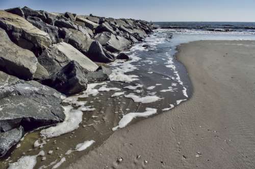 Rocks on the coast in Atlantic City, New Jersey free photo