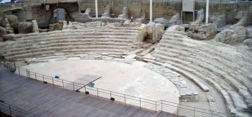 Roman theatre in Zaragoza in Spain free photo