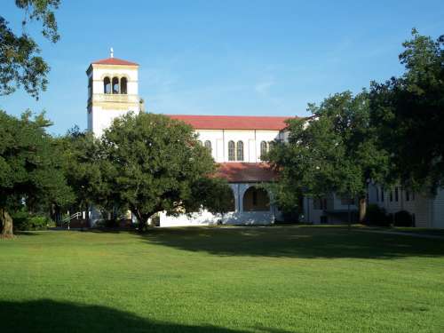 Saint Leo Abbey and lawn in Florida free photo