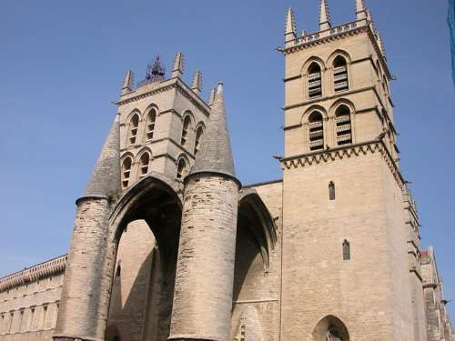 Saint Pierre Cathedral building in Montpellier, France free photo