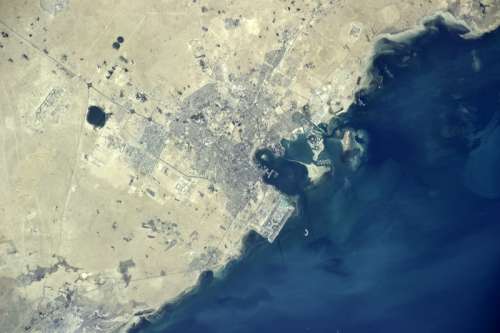 Satellite Image of Doha, Qatar free photo