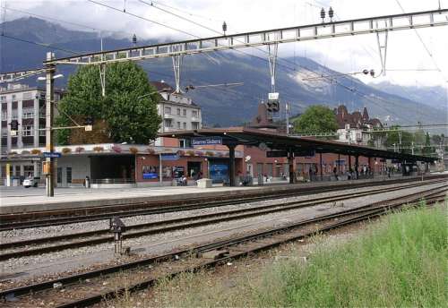 Sierre railway station in Switzerland free photo