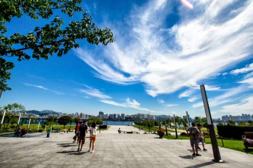 Sky and Clouds and the skyline of Seoul in South Korea free photo