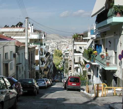 Streets of Hippodamian grid in Piraeus, Greece free photo