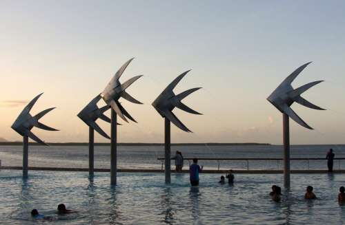 The Lagoon on Cairns Esplanade at sunset in Queensland, Australia free photo