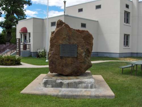 Timmins Chamber of Commerce with Rock and Plaque in Ontario, Canada free photo