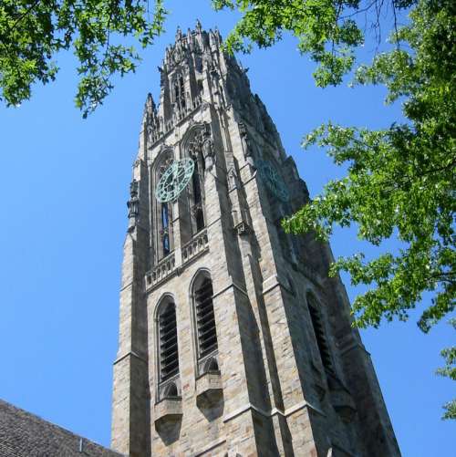 Tower raising towards the sky at Yale University in New Haven, Connecticut free photo