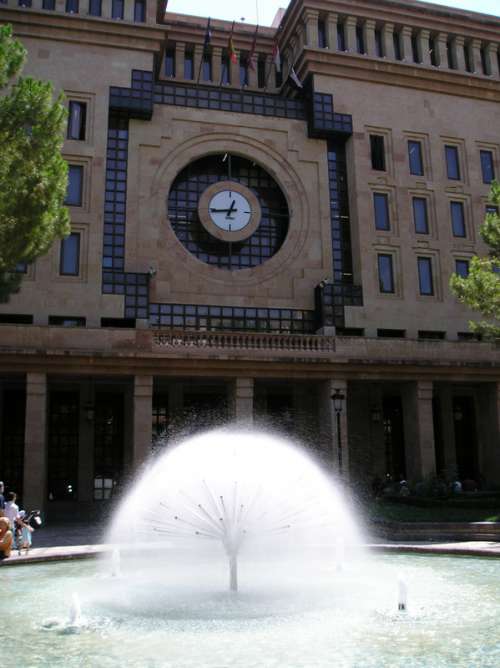 Town Hall Albacete with Fountain in Front in Spain free photo
