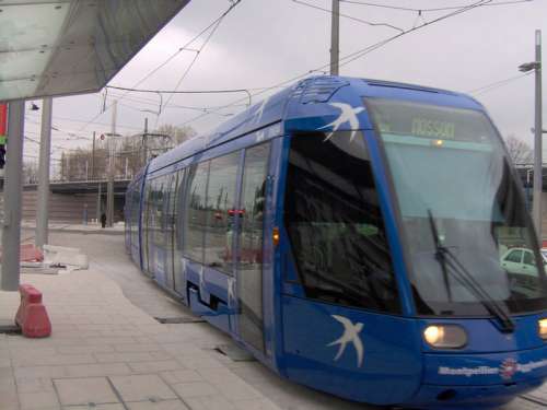 Train on Tramway Network in Montpellier, France free photo