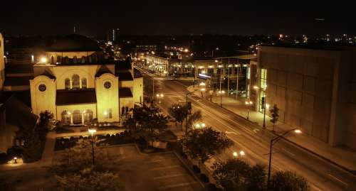 Uptown at night Cityscape in Columbus, Ohio free photo