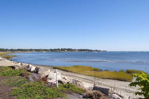View of coastline from Fort Trumbull Beach in Milford, Connecticut free photo