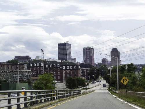 View of downtown from the north in Manchester, New Hampshire free photo