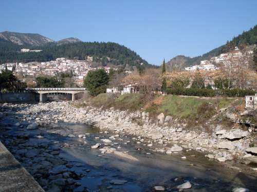 View of Xanthi from Kosynthos river in Greece free photo