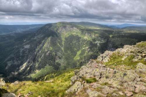 View in to a valley from Snezka Mountainin Krkonose National Park