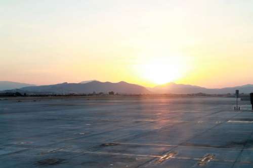Airport and sunset view