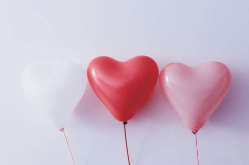 Three balloons in the shape of a heart. Beautiful Valentine’s Day