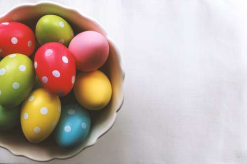 Happy Easter! A bowl full of Easter eggs.