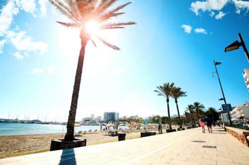 Promenade in a sunny day with beautiful blue sky
