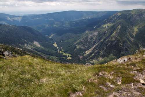 View from the top of Mt. Snezka in National Park Krkonose