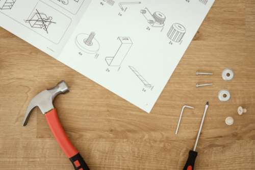 Instructions for furniture assembling with tools